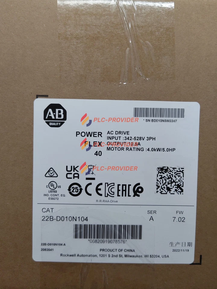 Allen-Bradley 22B-D010N104 40 4.0KW/5.0HP AC Drive 22B-D010N104 nuevo sellado Foto 1 de 1