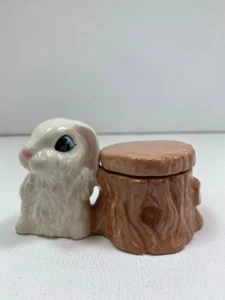 1980s Porcelain Bunny Trinket Box - Enchanting Forest Decor - Picture 1 of 11