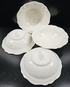 4 Red Cliff Heirloom Fruit Dessert Bowl Set Vintage White Scalloped Dish MCM Lot - Picture 1 of 24