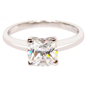 925 Sterling Silver 1.50Ct D/VVS1 Cushion Cut Solitaire Women's Engagement Ring - Picture 1 of 7