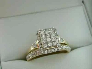 2Ct Lab-Created Diamond Women's Bridal Set Wedding Ring 14K Yellow Gold Plated - Picture 1 of 4