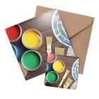 1 x Greeting Card & Coaster Set - Paint Brushes Art Artist #2016