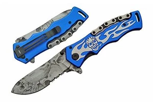 Collectible Folding Pocket Knife with Skull Chain Assisted Open clip lanyard NEW - Picture 1 of 13