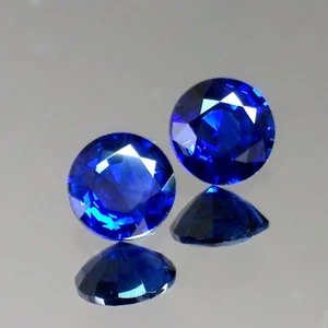 0.86cts 4.6mm Round Pair Blue Ceylon Natural Sri Lanka Sapphire Loose Gemstones - Picture 1 of 3