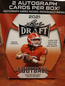 2021 Leaf Draft Football Retail Blaster Box-2 Autos+50 Card Set TREVOR LAWRENCE? - Picture 1 of 1