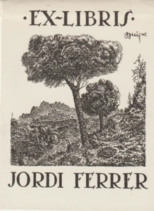 Exlibris JORDI FERRER, signiert (zu entziffern) datiert 1945 - Bild 1 von 1