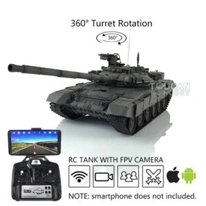 Henglong 1/16 3938 Grün Upgraded FPV Russland T90 RTR RC Tank 360° FPV Halter - Bild 1 von 10