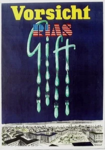 Original Vintage Poster RIAS ATTENTION POISON KOMMUNISTISCHE PROPAGANDA um 1950 - Bild 1 von 1