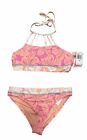 Rtls $43 Hobie Peach-Pink Tropical 2 Pc Bikini Girls Sz Xl-16