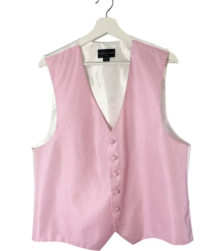 PRONTO UOMO Vest Men's Medium Pink  Button-Up Formal Wedding - Image 1 of 3