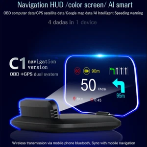 Head Up Display Auto OBD2 FHD HUD GPS Geschwindigkeit Alarm Projektor Navigation - Bild 1 von 20