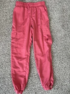 Better Together Sz M pants track lounge Jr Pink Cargo Pockets drawstring Nylon - Picture 1 of 11