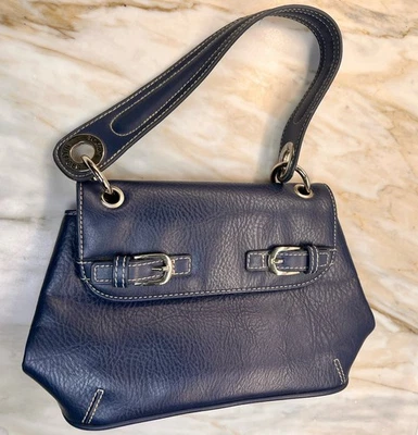 Bolso de hombro vintage años 90 Y2K TOMMY HILFIGER de cuero azul marino Foto 1 de 4