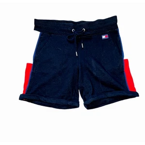 Pantalones Cortos Tommy Hilfiger Deportivos Negros Tejidos Dobladillo Rollo Cordón Talla Pequeña - Imagen 1 de 8