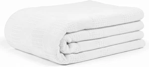 12x Hospital Thermal Blanket Throw Snag Free 100% Cotton | Twin 66 x 90 | White - Picture 1 of 7