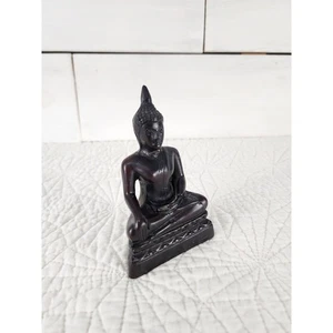 Buddha 4.5" tall Sitting Praying Statue Figurine Black Small - Picture 1 of 10