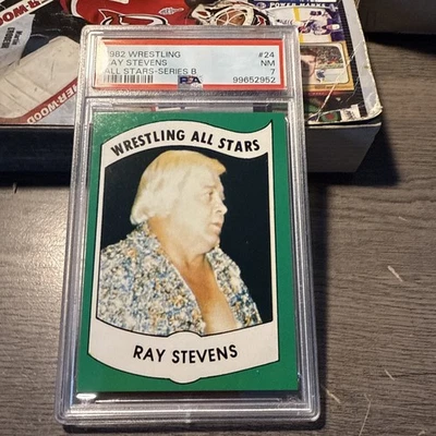 Tarjeta de novato Ray Stevens 1982 Wrestling All Stars serie B #24 PSA 7 Foto 1 de 2