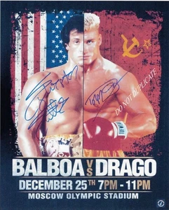 BALBOA - VS - DRAGO ROCKY 4 - 11 X 14 RISTAMPA FOTOGRAFICA LUCIDA FIRMATA - Foto 1 di 1