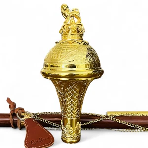 Geoffrey | Golden Drum Major Mace Stick Marching Band | Lion Crown Head | 60" - Picture 1 of 6