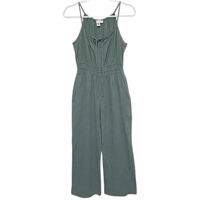 Mono Monteau Los Angeles Verde Salvia Mujer M Boho Pierna Ancha Rayón Lino Playa Foto 1 de 4