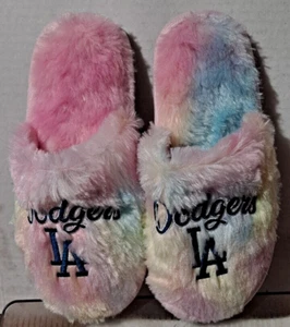 M (3-4) Girl's Youth MLB LA Dodgers Rainbow Pink Blue House Slippers NWT - Picture 1 of 8