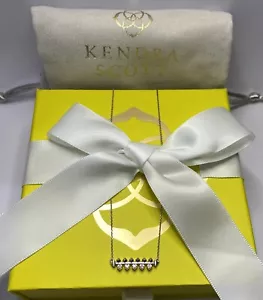 Collana Ciondolo Pavimentazione Barra Diamante Designer Kendra Scott Oro Bianco 14k $800 - Foto 1 di 16