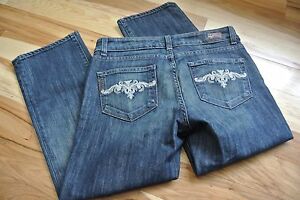 PAIGE Premium Denim Hollywood Hills Classic Rise Boot Crop Capri Jeans Womens 28