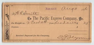 1886 Pacific Express Co. receipt from Leadville, Robinson mine, Tenmile, Summit - Picture 1 of 3