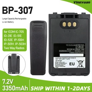 3350mAh BP-307 Rechargeable Li-ion Battery for ICOM IC-705 ID-31E ID-51E ID-52E - Picture 1 of 12