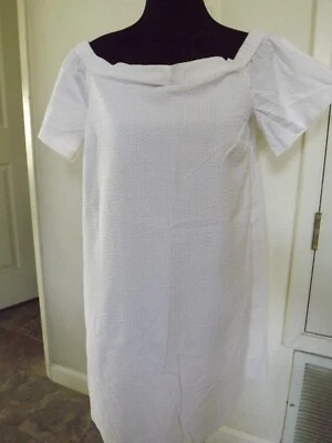  Maison Jules Women's Off Shoulder Size L white pink short sleeves - Image 1 of 4