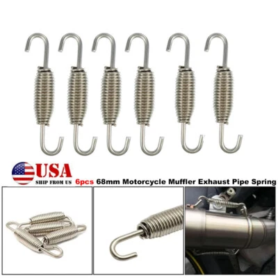 6X Silenciador de Tubo Silenciador de Escape Gancho Molas de Motocicleta Prata Aço Inoxidável - Imagem 1 de 4