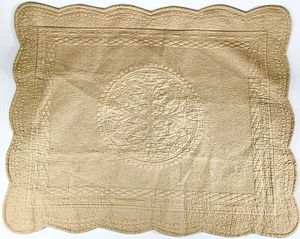 DONNA SHARP Pillow Shams AVA Tan Quilted Scalloped 100% Cotton NWT 7 Available - Picture 1 of 5