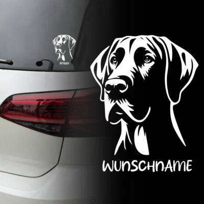 UNIDAMO Auto Aufkleber | Deutsche Dogge | Wunschname | Personalisiert | Car Sticker 135