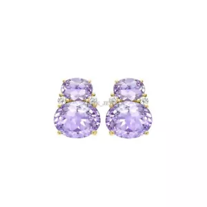 Natural Amethyst Gemstone with Gold Plated 925 Sterling Silver Cufflink #1808 - Picture 1 of 3