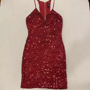 ~ Windsor SM rot Pailletten Cocktailkleid Mini Glam ärmellos Hoco Abschlussball figurbetont - Bild 1 von 15