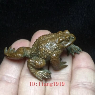Collection Chinese Bronze Carving Jinchan frog Statue figurine Necklace Pendant - Image 1 of 4