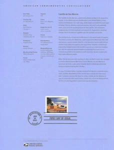 #2104 ($7.95} (Correo Prioritario Definitivo) Castillo de San Marcos #5554 Souv Page - Imagen 1 de 1