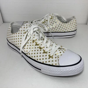 NUEVO Converse Chuck Taylor All Star Lona Blanca Dorada Bling Unisex W 12/M 10 - Imagen 1 de 9