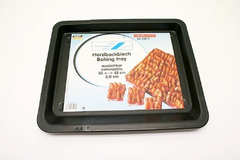 SCHULZ HAUSHALTWAREN TOP Backblech Kuchenblech ausziehbar verstellbar 33 - 52 cm antihaftbeschichtet