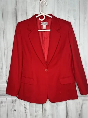 CHAQUETA BLAZER MUJER PENDLETON 100% LANA VIRGEN ROJA NAVIDAD VACACIONES PETITE 8P Foto 1 de 4