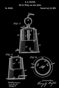 1870 - Destille für Whisky und andere Spirituosen - H. G. Dayton - Patent Art Magnet - Bild 1 von 5