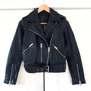 All Saints Balfern Lederjacke schwarz Motorrad Biker asymmetrischer Reißverschluss NEU Größe 4 - Bild 1 von 7