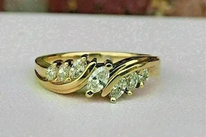 2 Ct Marquise Cut Lab-Created   Engagement Ring 14K Yellow Gold Plated - Picture 1 of 4