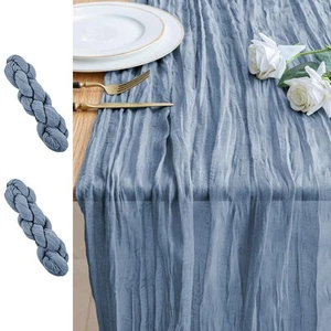 2PCS Table Runner Cheesecloth 10FT Dusty Blue Boho Gauze Cheese Cloth Rustic ... - Picture 1 of 7