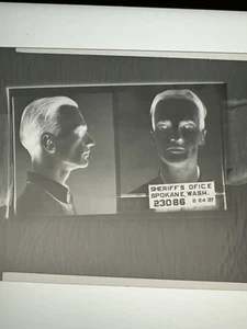 ORIGINAL MUG SHOT LARGE FORMAT NEGATIVE 4X5 SPOKANE WA 1930'S UNKNOWN #5 - Picture 1 of 3