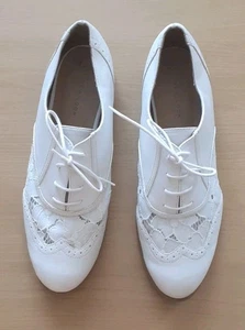 New Look White Lace Up Brogues Size Uk 8 - Picture 1 of 6