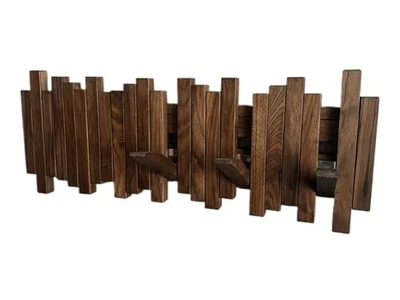 Perchero de madera natural montado en la pared para piano | 5 ganchos de nogal negro Foto 1 de 4