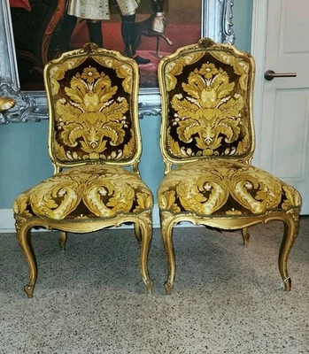 Antique French Louis XV Style Giltwood Carved Wood Side Chairs 20thC PICKUP - Image 1 of 4