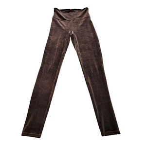 Spanx Luxe Velour Gray Chrome Wide Waist Band Stretch Leggings Size Medium - Picture 1 of 11