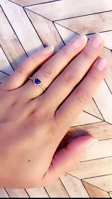 pandora ring size 8 Sapphire heart - Image 1 of 2